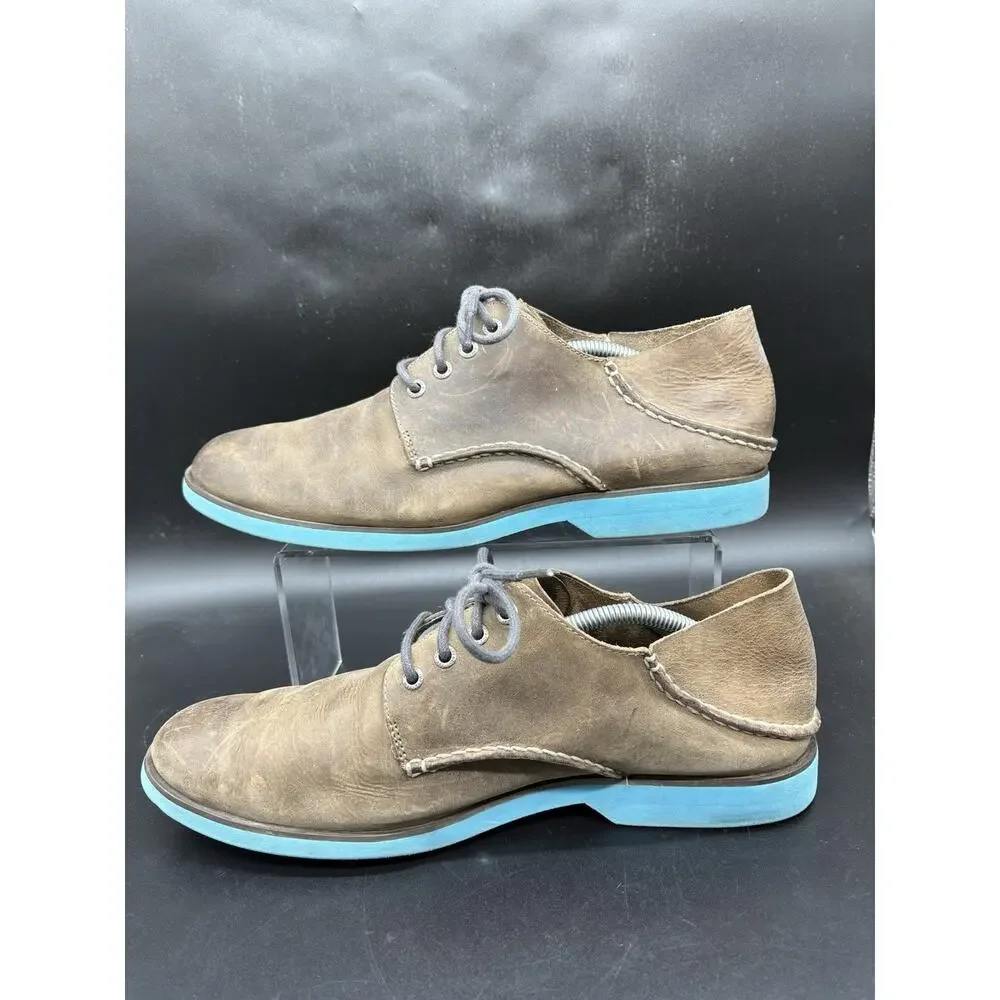 Sperry Top Sider Mens 12 M Dark Brown Leather Oxfords Blue Laces Soles